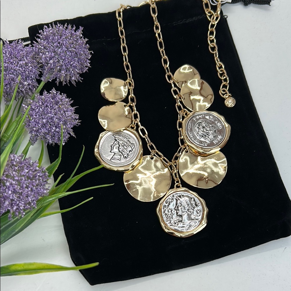 True to Form Reversible Gold and Silver Coin Pendant Necklace NWT!